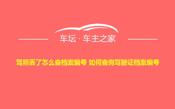 驾照丢了怎么查档案编号 如何查询驾驶证档案编号