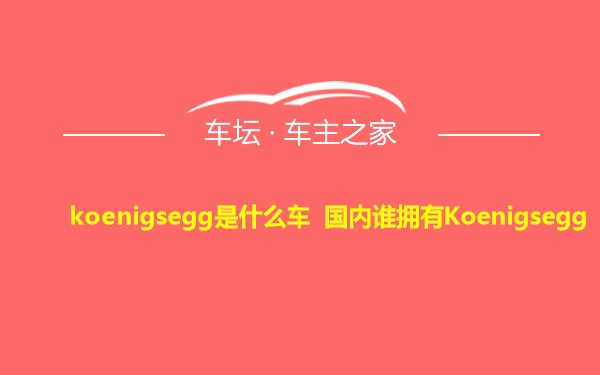 koenigsegg是什么车 国内谁拥有Koenigsegg