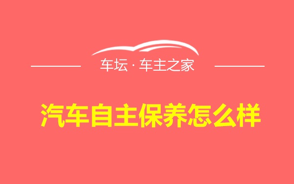 汽车自主保养怎么样