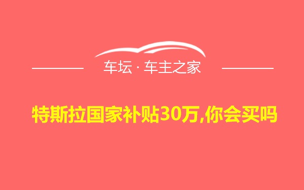 特斯拉国家补贴30万,你会买吗