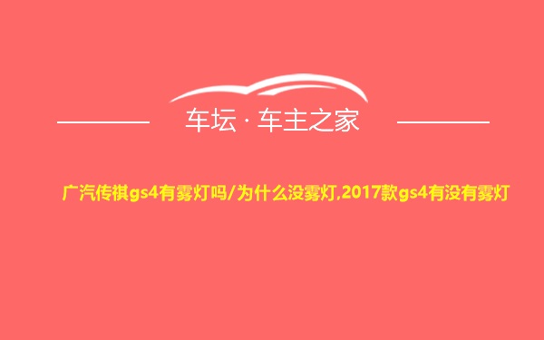 广汽传祺gs4有雾灯吗/为什么没雾灯,2017款gs4有没有雾灯