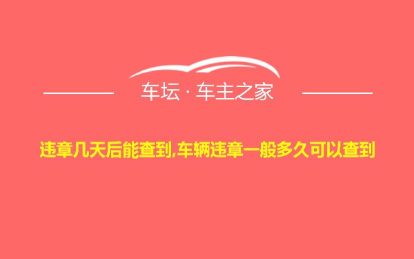 违章几天后能查到,车辆违章一般多久可以查到