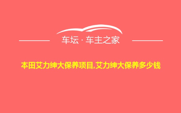 本田艾力绅大保养项目,艾力绅大保养多少钱