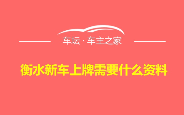 衡水新车上牌需要什么资料