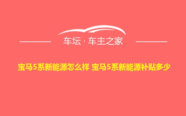 宝马5系新能源怎么样 宝马5系新能源补贴多少