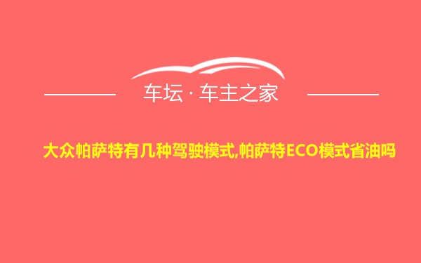 大众帕萨特有几种驾驶模式,帕萨特ECO模式省油吗