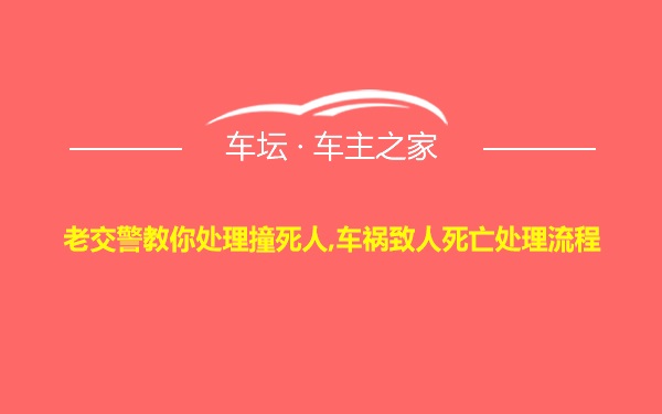 老交警教你处理撞死人,车祸致人死亡处理流程