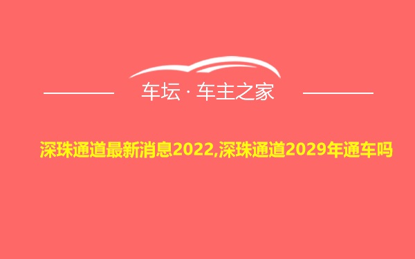 深珠通道最新消息2022,深珠通道2029年通车吗
