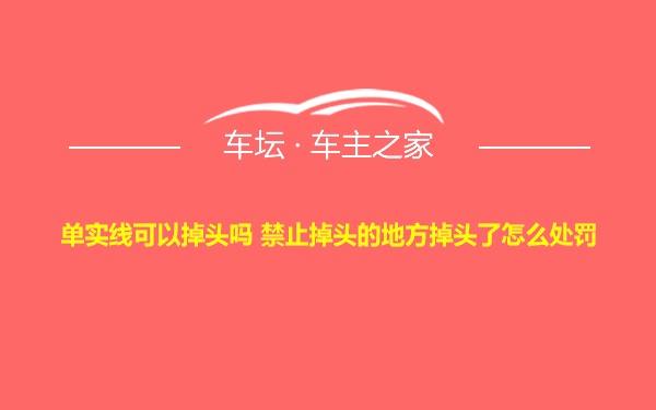 单实线可以掉头吗 禁止掉头的地方掉头了怎么处罚