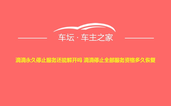 滴滴永久停止服务还能解开吗 滴滴停止全部服务资格多久恢复