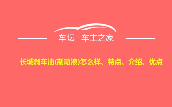 长城刹车油(制动液)怎么样、特点、介绍、优点