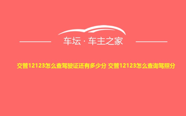 交管12123怎么查驾驶证还有多少分 交管12123怎么查询驾照分