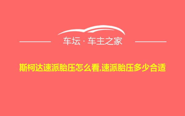 斯柯达速派胎压怎么看,速派胎压多少合适