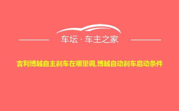 吉利博越自主刹车在哪里调,博越自动刹车启动条件