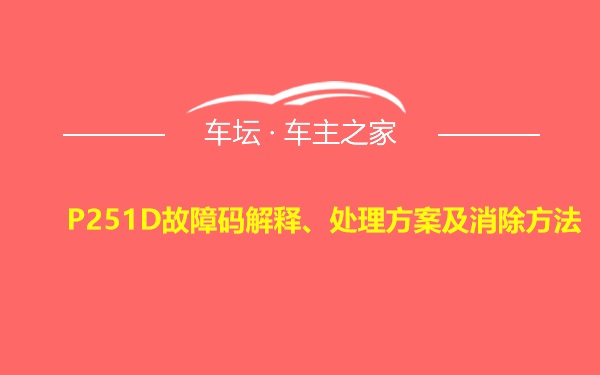 P251D故障码解释、处理方案及消除方法