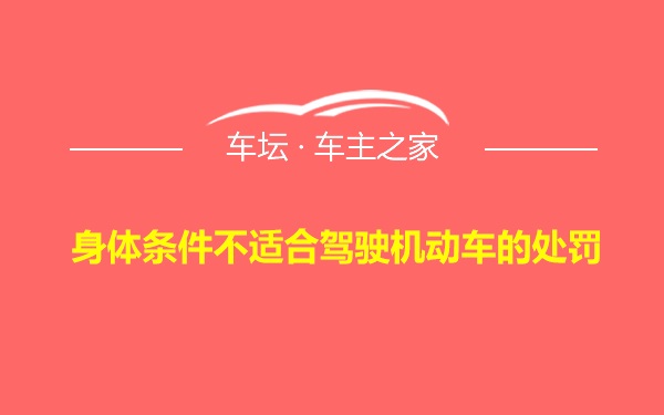 身体条件不适合驾驶机动车的处罚