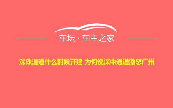 深珠通道什么时候开建 为何说深中通道激怒广州