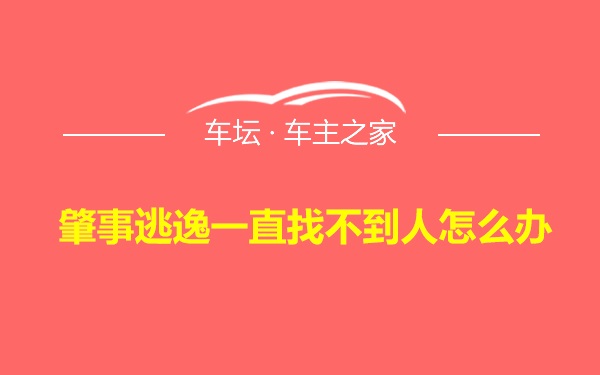 肇事逃逸一直找不到人怎么办