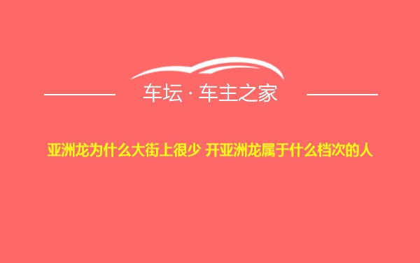 亚洲龙为什么大街上很少 开亚洲龙属于什么档次的人