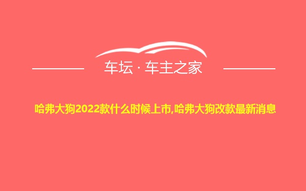 哈弗大狗2022款什么时候上市,哈弗大狗改款最新消息