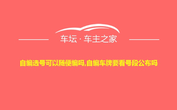 自编选号可以随便编吗,自编车牌要看号段公布吗
