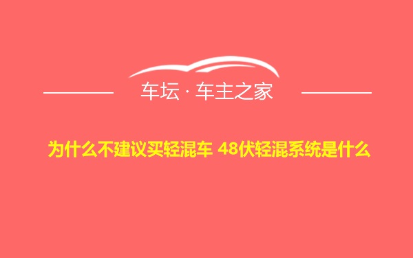 为什么不建议买轻混车 48伏轻混系统是什么