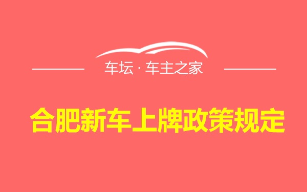 合肥新车上牌政策规定