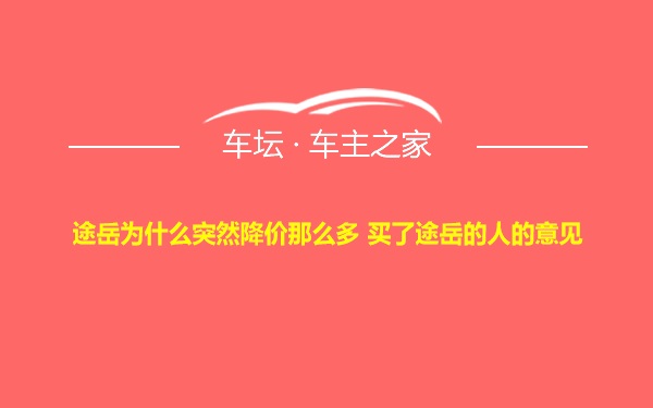 途岳为什么突然降价那么多 买了途岳的人的意见