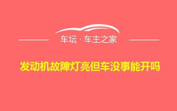 发动机故障灯亮但车没事能开吗