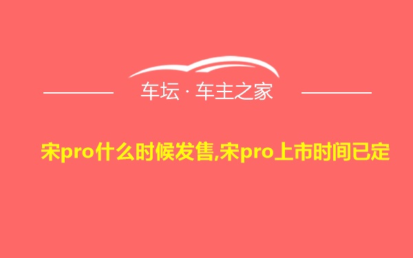 宋pro什么时候发售,宋pro上市时间已定