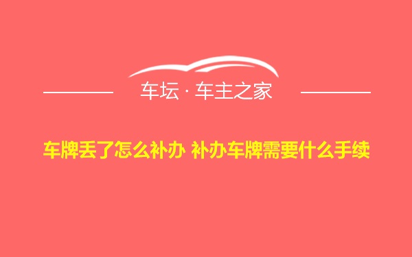 车牌丢了怎么补办 补办车牌需要什么手续