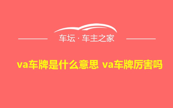 va车牌是什么意思 va车牌厉害吗