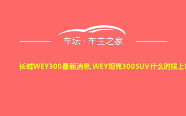长城WEY300最新消息,WEY坦克300SUV什么时候上市